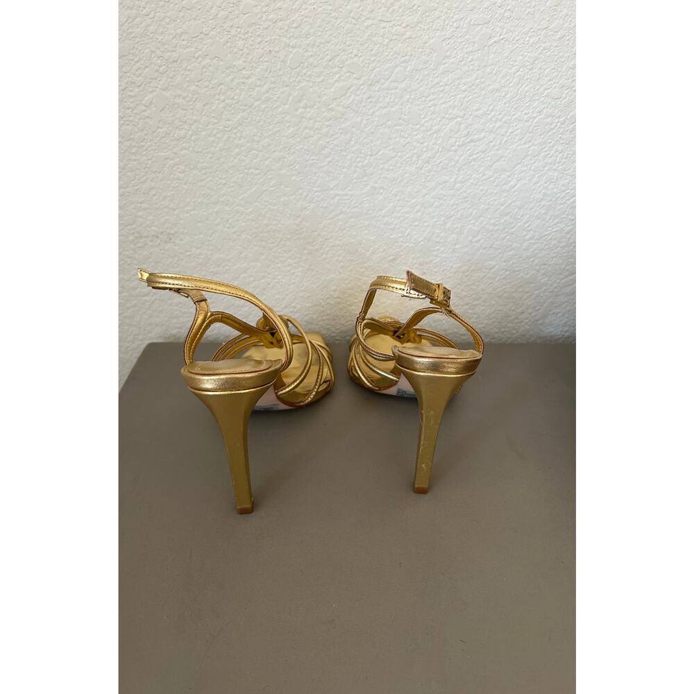 Schutz Octavia Gold Leather Caged Sandals - 6.5 - Picture 5 of 6